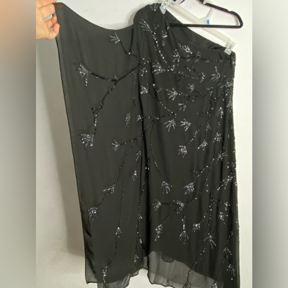 Black Adrianna Papell one shoulder sequined dress